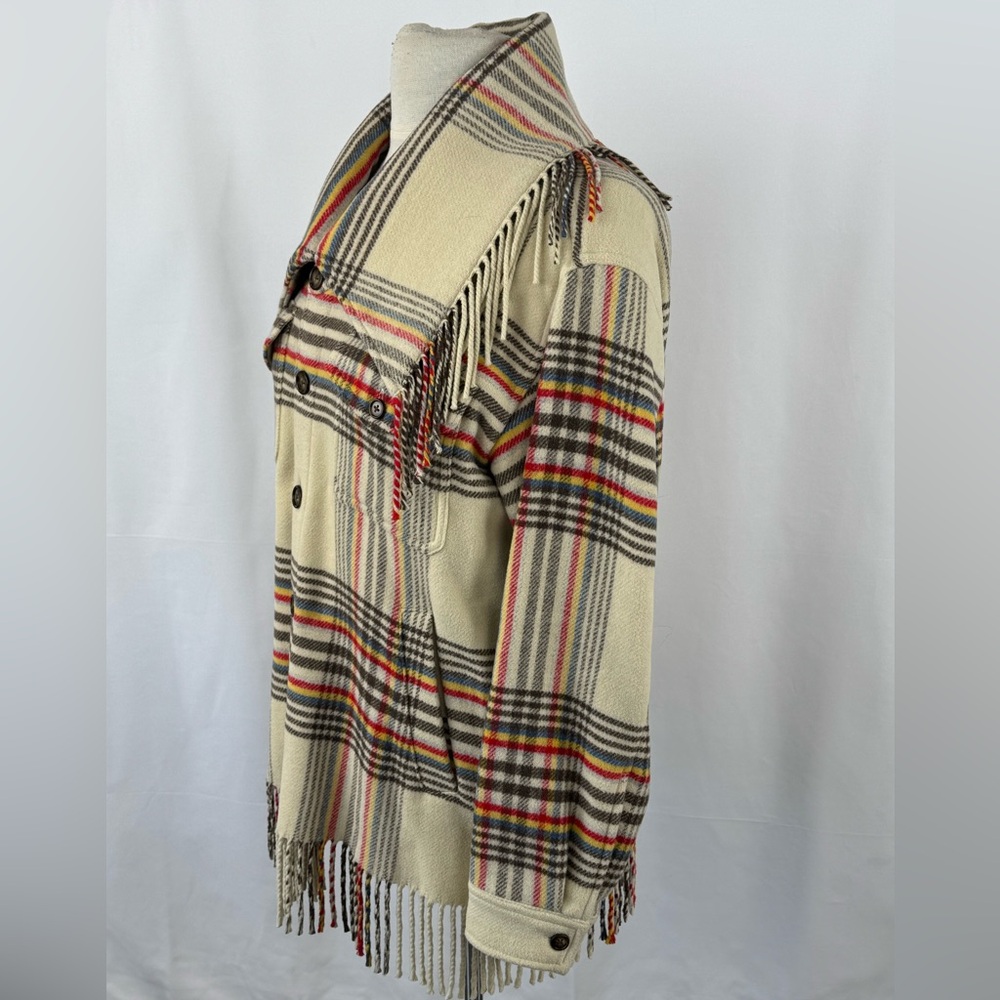 Polo Ralph Lauren Cream Plaid Fringe Jacket Women's Size XS (generous) NWOT - Picture 7 of 11